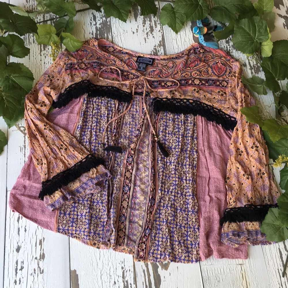 Angie BoHo calico top